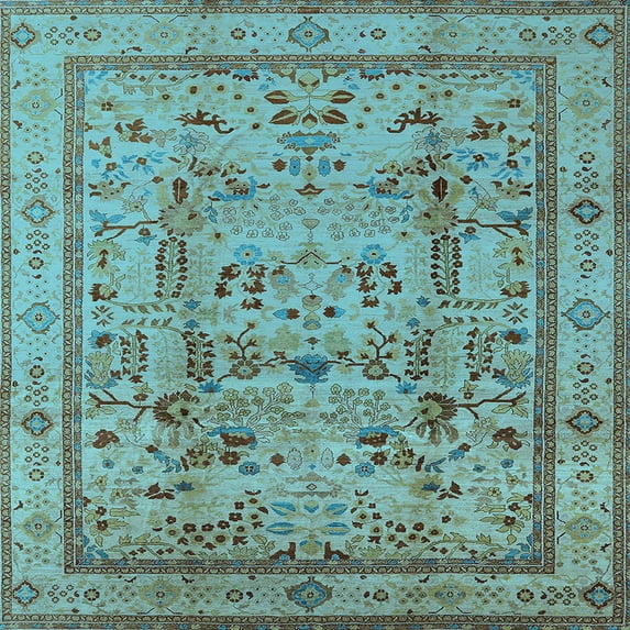 Ahgly Company Indoor Square Oriental Light Blue Industrial Area Rugs, 4' Square