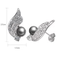 thumbnail image 4 of Yoursfs Grey Pearl Earrings for Women Round Pearl with Cubic Zirconia Silver Piercing Stud Earrings Elegant Prom Jewelry for Bridal Wedding, 4 of 5