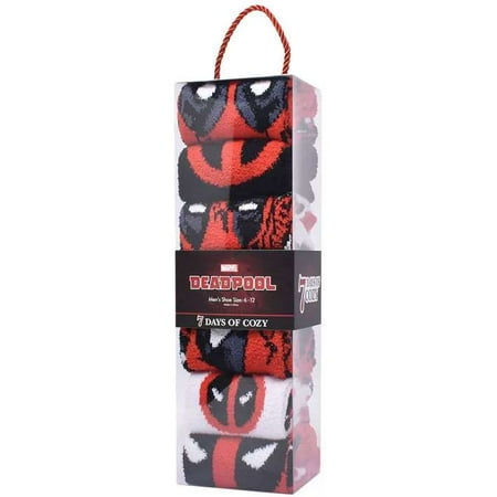 Marvel Mens Deadpool 7 Days of Cozy Crew Socks (Mens Shoe Size: 6 - 12)