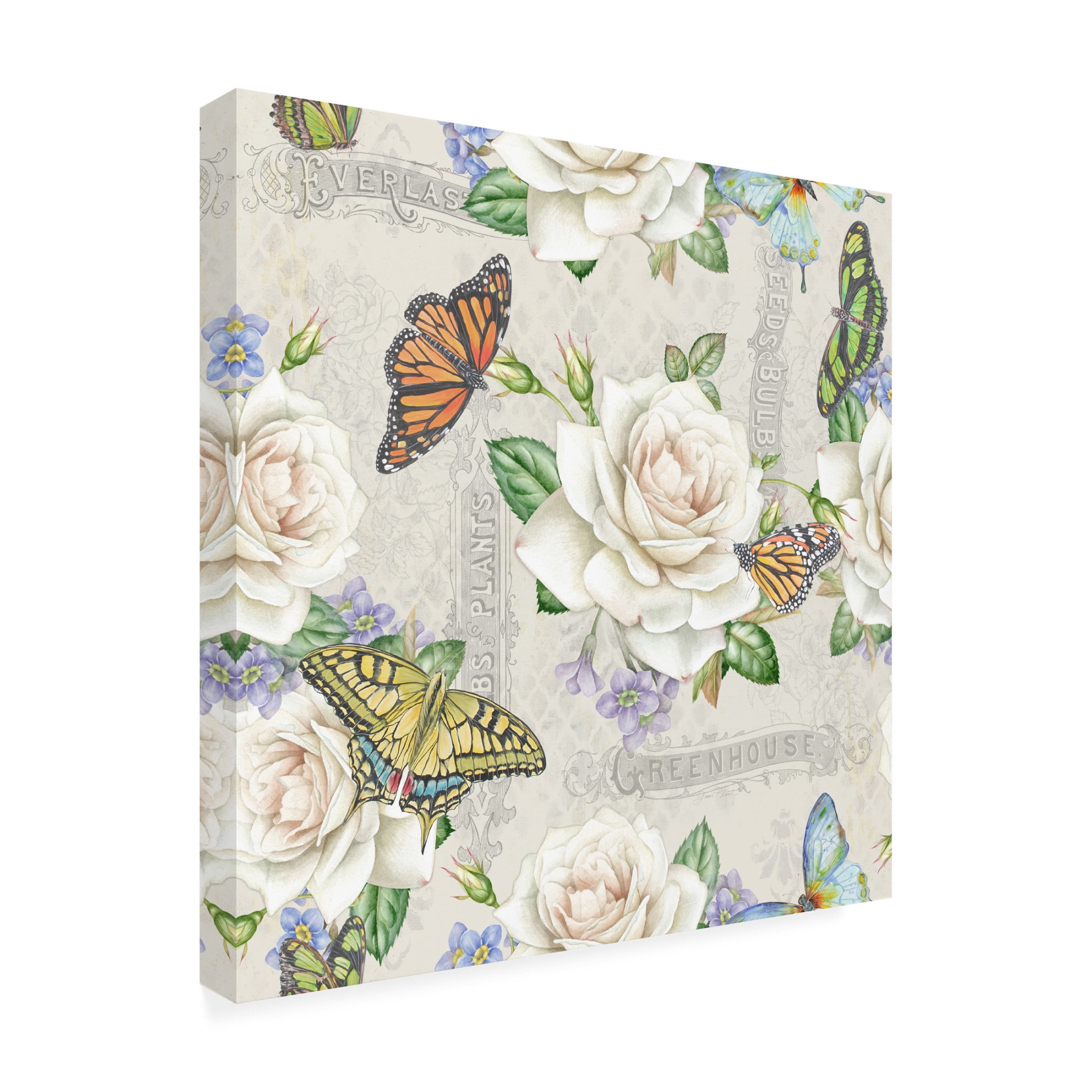 Canvas Wall Art - Jean Plout 'Rose Garden in Bloom E' Wall Art for Living Room, Bedroom, or Office Décor by Trademark Fine Art - 35 x 35 Inches