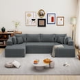 thumbnail image 4 of 132''Modular Boneless Couches for Living Room, Corduroy Deep Seat Sofa with 2 Chaise Lounges and 1 Loveseat, 4 of 9