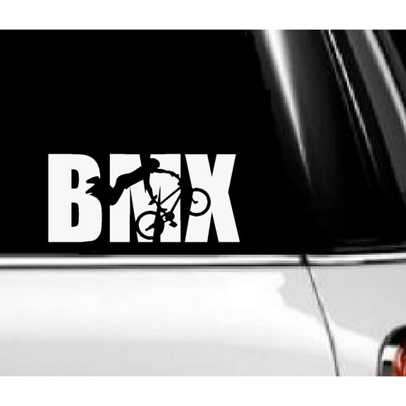 Decal ~ BMX with Rider Auto Decal 4" x 8"