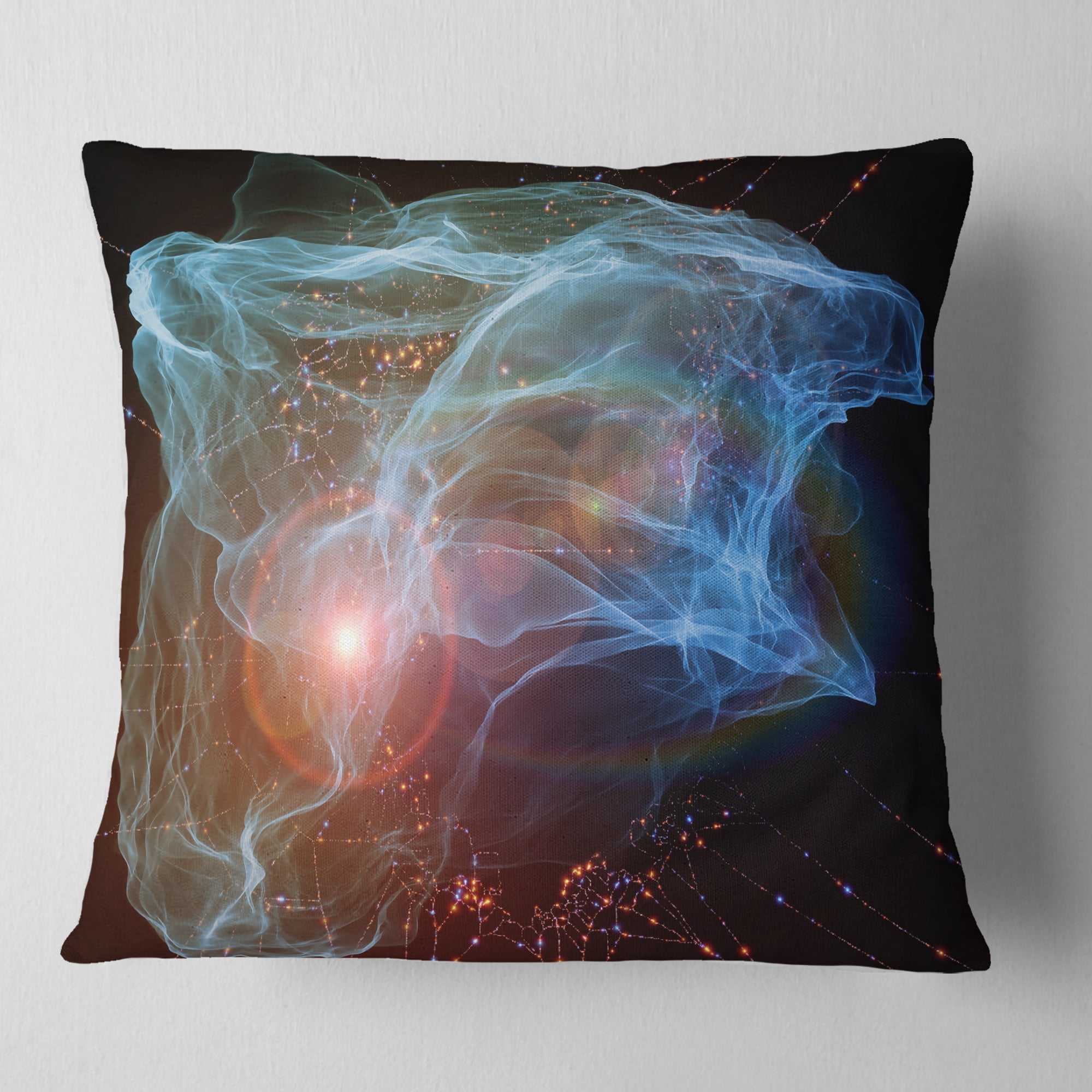 Designart Light Blue Lights of Network - Abstract Throw Pillow - 16x16