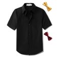 thumbnail image 1 of Aimehonpe Camisas De Vestir De Manga Corta Para Niños, Telas Elásticas Suaves De Popelina Sólida Con Dos Pajaritas, Color Negro Grande, 1 of 1