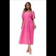 thumbnail image 2 of Vestido Midi Fluido de Corte A con Escote en V Profundo, Corta Abullonada, Cintura Alta Elástica y para Mujer Rosa Roja L, 2 of 9
