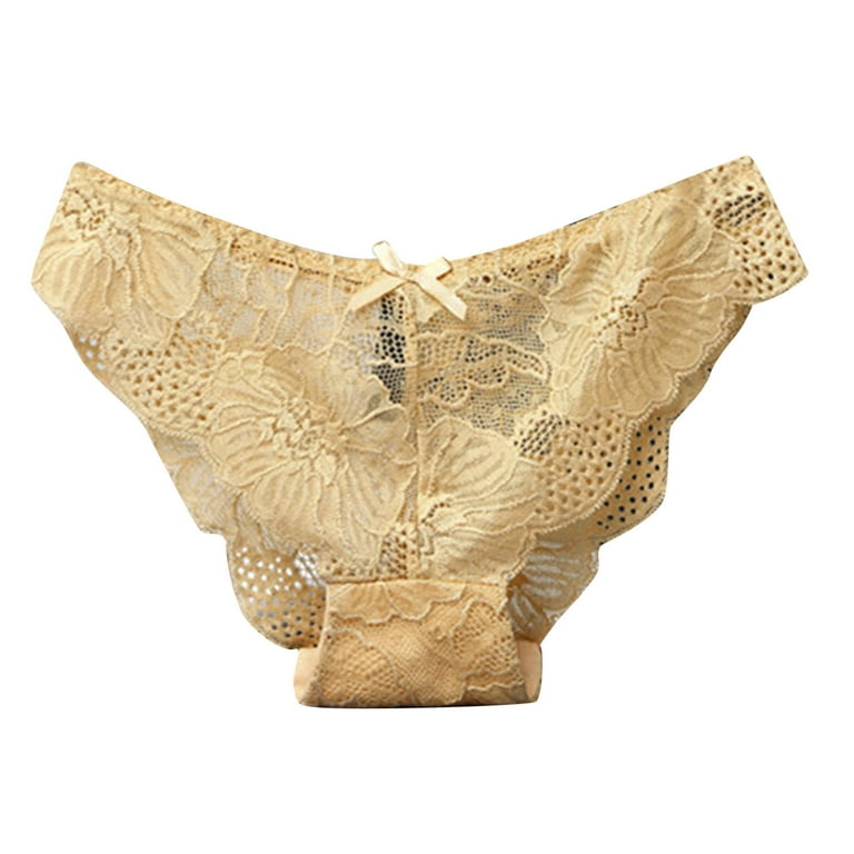 Ausyst Panties for Women Women Sexy Cute Bowknot Design Crochet Full Lace  Panties Low Waist Briefs Clearance 