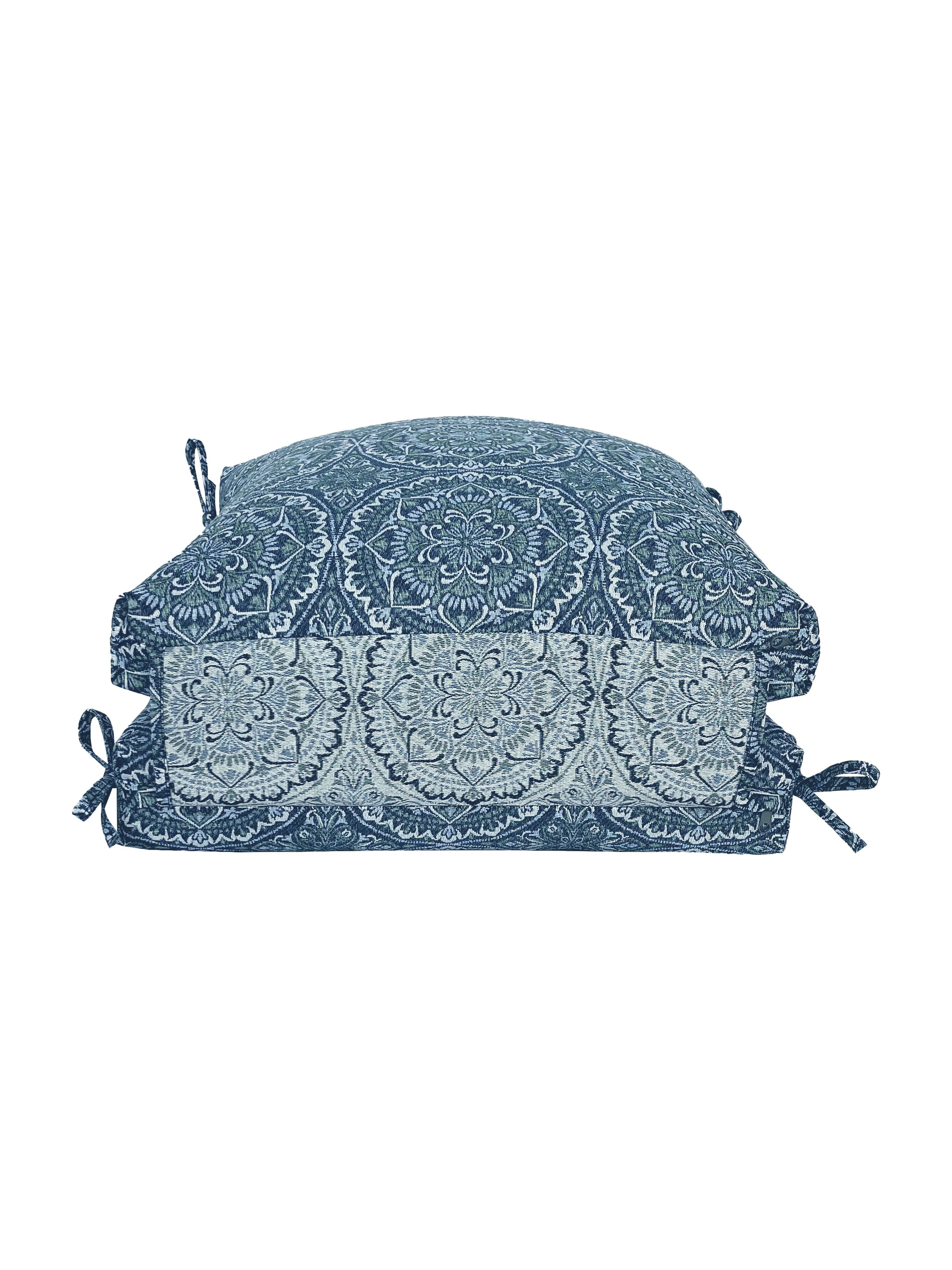Better Homes & Gardens 20" x 22" Premium Blue and Green Medallion Outdoor Dining Chair Cushion