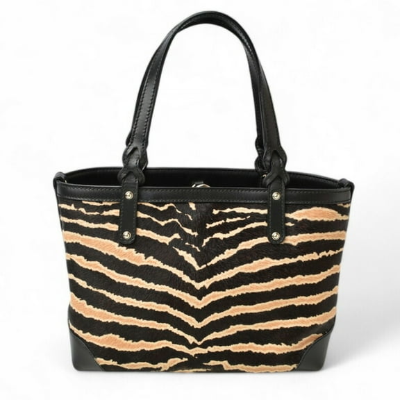 Pre-Owned GUCCI handbag tote bag, pony leather, zebra pattern, beige, black, 269878 (Good)