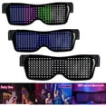 thumbnail image 1 of DEBGFS Dynamic LED Glowing Glasses with Bluetooth for Parties Festivals Flashing Display DIY Text Messages Animation Control by APP Gift for Women Men(Text, Graffiti, Animation, Music Rhythm),White, 1 of 8