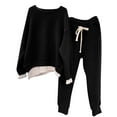 thumbnail image 2 of Hrsba Solid Color 2 Piece Set for Women Long Sleeve Mock Layer Loose Sweatshirt and Pants Casual Summer Outfits, 2 of 3
