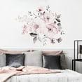 thumbnail image 5 of 2 uds acuarela rosa flor hojas decoración de fondo del hogar pegatinas removibles para pared, 5 of 5