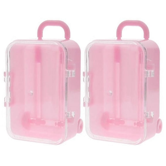 2X Pink Mini Roller Travel Suitcase Candy Box Personality Wedding Candy Box Luggage Trolley Case Candy Toy