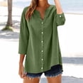thumbnail image 5 of Women's Plus Size Cotton Linen Shirt, 3/4 Sleeve Button Down Blouse, Loose Fit Breathable Casual Top for Work, Daily Wear and Versatile Outfits JN L, 5 of 9