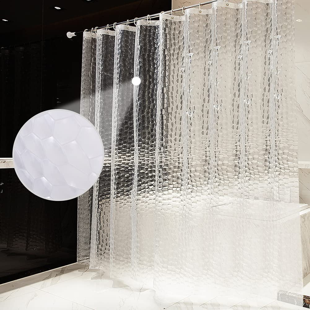 Clear Shower Curtain Liner, 72" W x 78" H 3D Semi Clear Eva White
