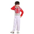 thumbnail image 5 of Hinvhai Boys Sequins Performance Outfits Shiny Shirt Pants Dance Skating Jazz Clothing Red 14-15Years, 5 of 5