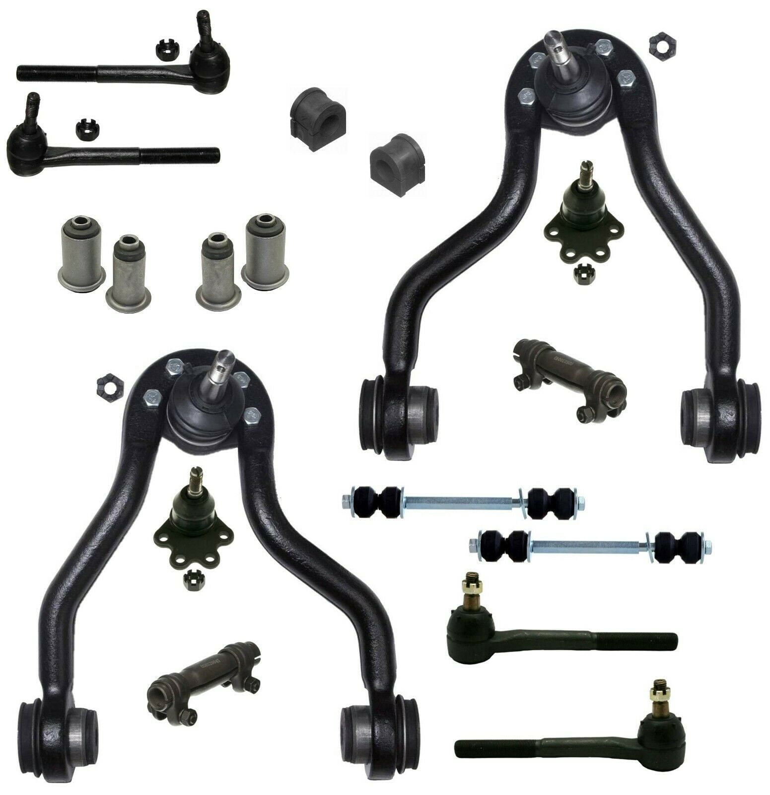 18 Pc Complete Suspension Kit Tie Rod Ends & Sway Bars Upper