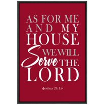 IDEA4WALL Framed Canvas Print Faith-Inspired As for Me and My House, We Will Serve the Lord Illustrations Wall Art Contemporary Relax/Calm for Living Room, Bedroom, Office - 16"x24" BLACK