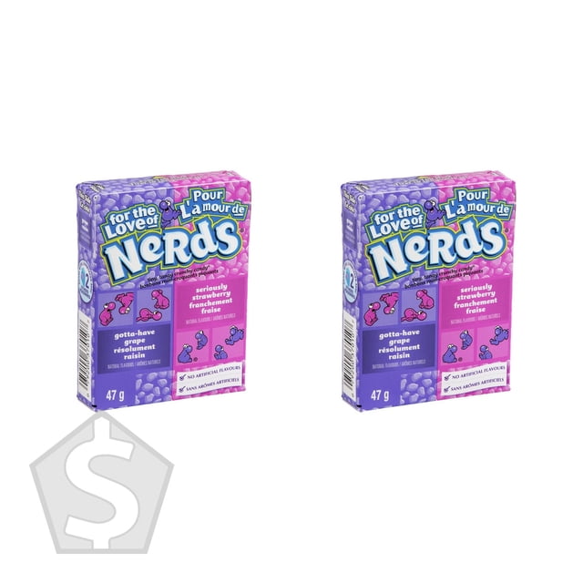 Nerds Bonbons au Raisin et à la Fraise, 24 X 46,7 g - Lot de 2