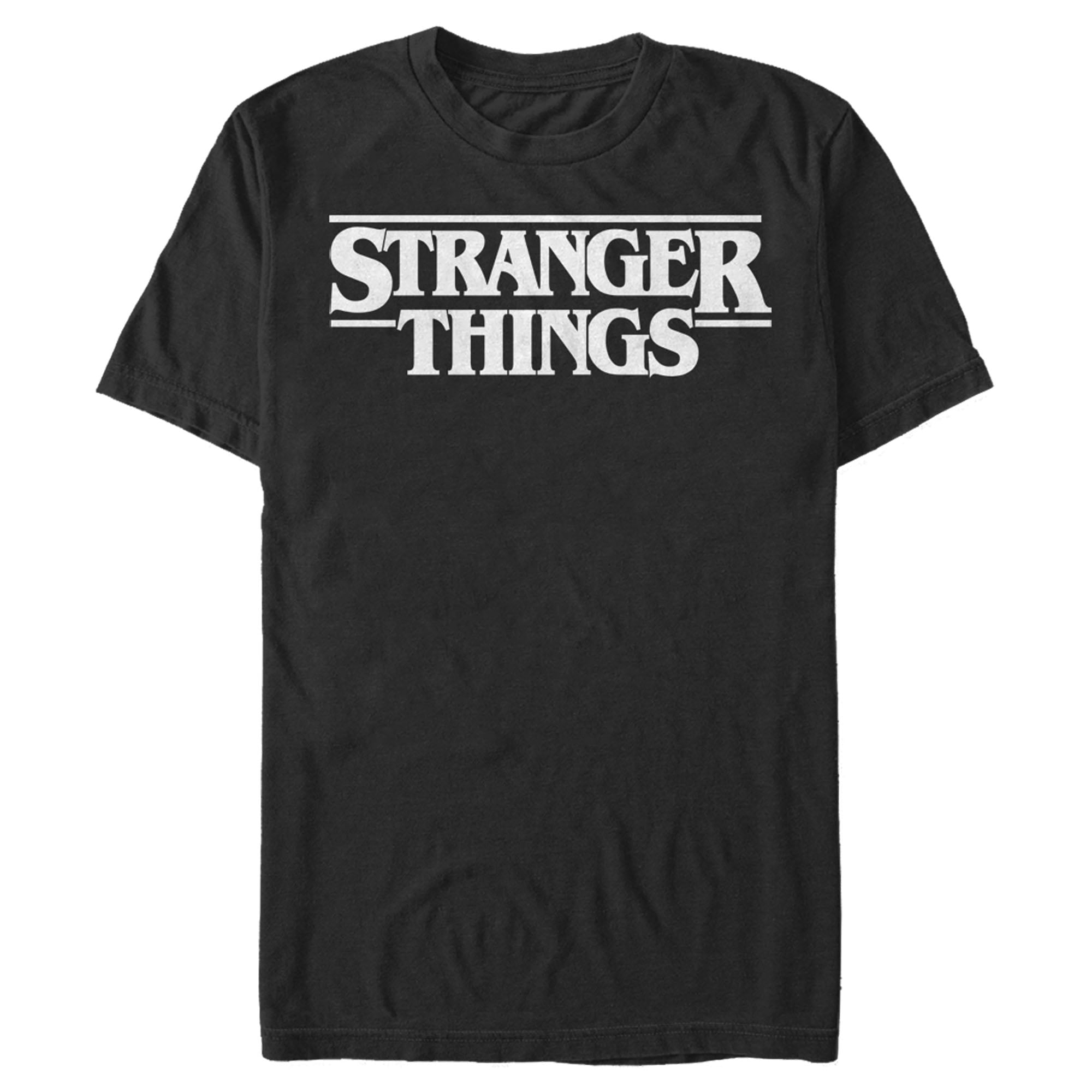 Men's Stranger Things Ghostly White Logo Graphic Tee Black Large ...
