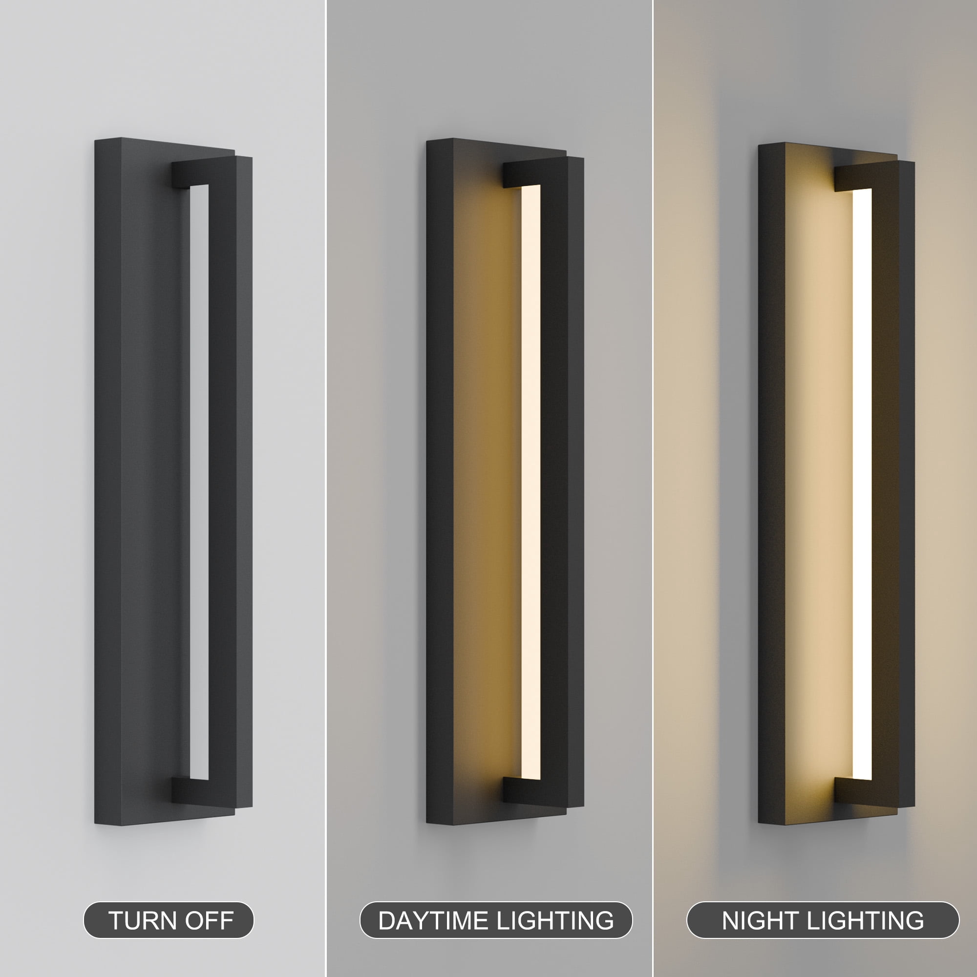 21 Inch Long Aluminum Modern LED Outdoor Wall Lights 2900K, Slim Linear Black Exterior Lighting Fixtures Wall Mount IP65 Waterproof Outside Sconce Light for House Garage Front Porch Patio