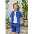 thumbnail image 4 of Arshiner Boys Summer Beach Outfits 2 Piece Casual Button Down Shirt and Shorts Set Vacation Texture Sets, 4 of 7