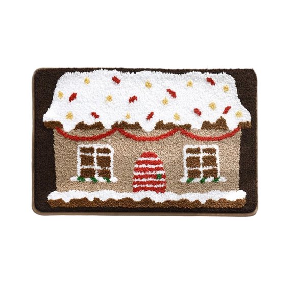 Gingerbread House Print Tablecloth Rectangle,Christmas Holiday Table Cover,Reusable Washable Tablecloth with Gingerbread House,for Family Gatherings Party Decoration