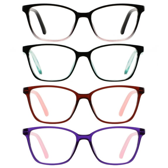 Przene 4 Pack Reading Glasses Blue Light Blocking Readers for Women Men +4.0 Anti Glare Lens