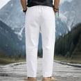thumbnail image 6 of CONZONE Mens Linen Pants Wide Leg Elastic Waist Drawstring Joggers For Men Baggy Casual Summer Trousers With Pockets, 6 of 7