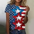 thumbnail image 2 of GERsome Womens 4th of July Short Sleeve Tops American Flag Patriotic T Shirts USA Flag Stars Stripes Crewneck Loose Fit Summer Tee S-5XL, 2 of 5