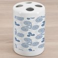thumbnail image 1 of Celtic Ceramic Toothbrush Holder, Various Size Repeating Triskel Celtic Triple Spiral Extensions Illustration, Decorative Versatile Countertop for Bathroom, 4.5" X 2.7", Blue White, by Ambesonne, 1 of 4