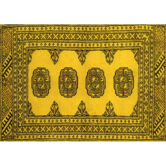 Ahgly Company Machine Washable Indoor Rectangle Southwestern Yellow Country Area Rugs, 7' x 10'