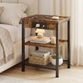 thumbnail image 6 of edx 3-Tier Nightstand with Charging Station, Adjustable Height Bedside Table with Storage Shelf, for Bedroom & Living Room, Easy Assembly, 55 LBS Capacity, Rustic Wood, 6 of 7