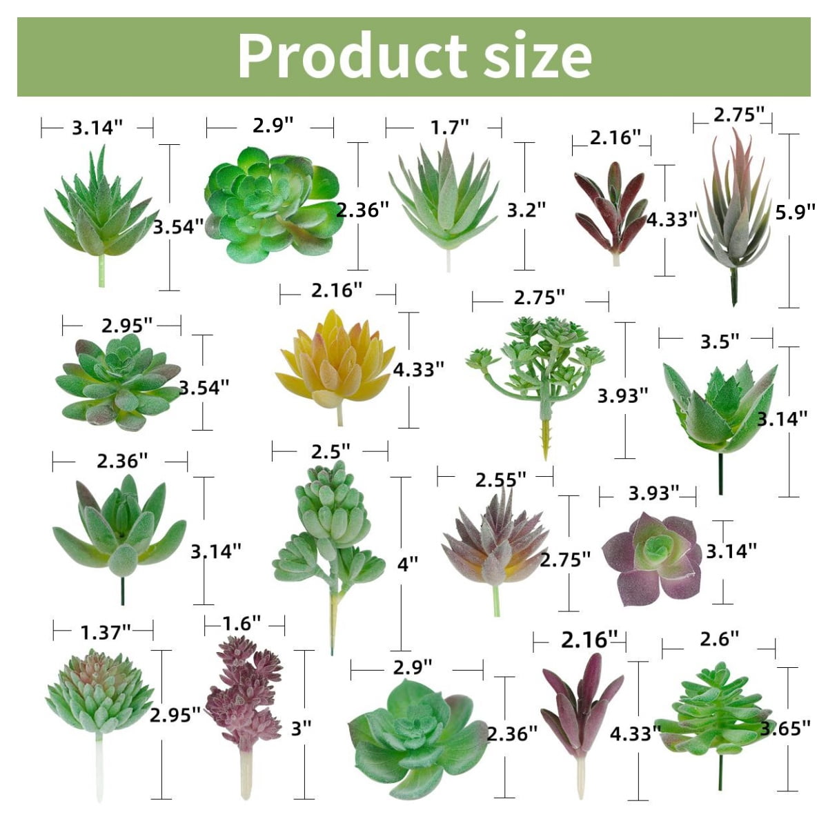 Artificial Succulent Plant Faux Cactus Plant Bulk for DIY Indoor Outdoor Home Office Table Decor 18pcs