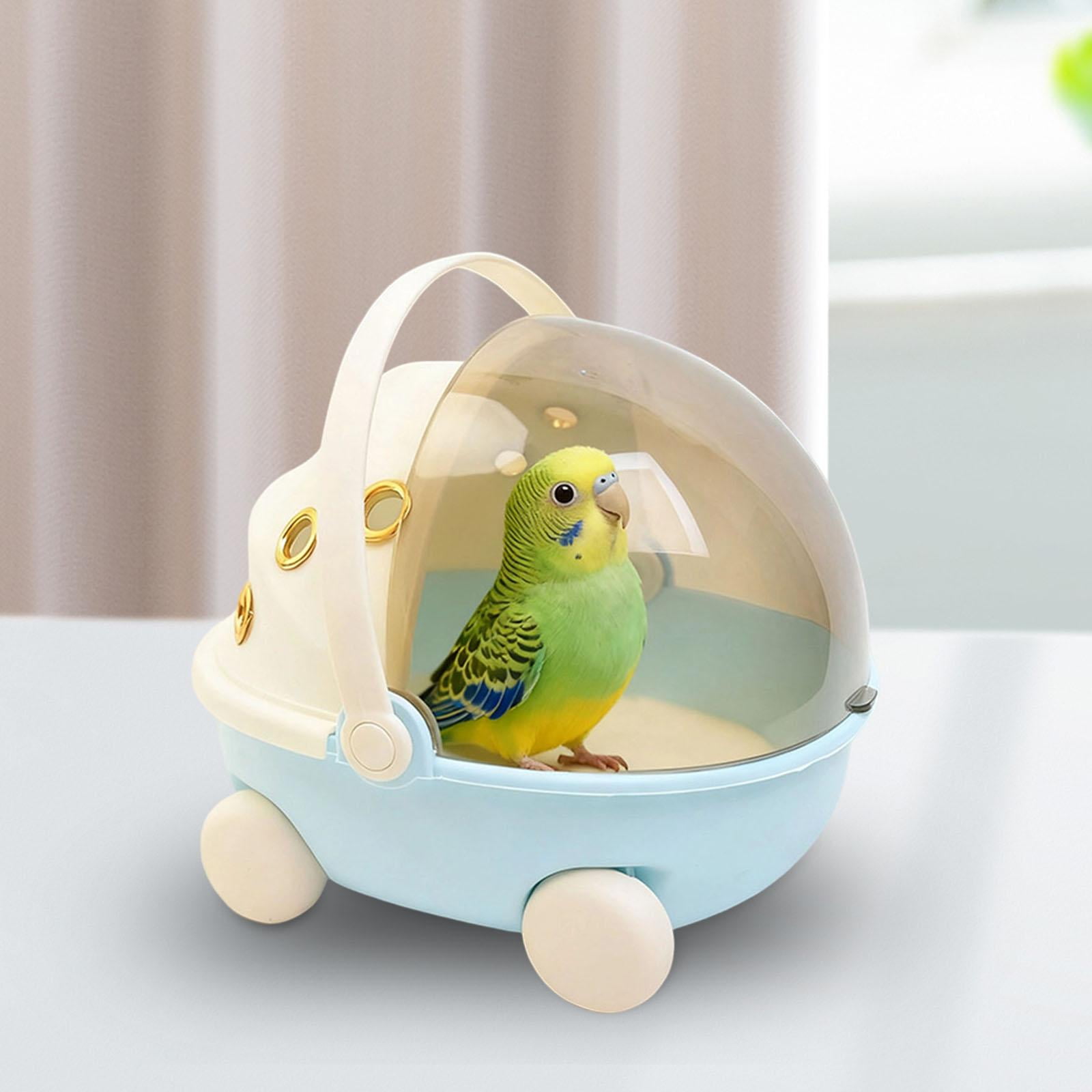 balikha Bird Carrier Portable Birdcage Travel Cage With Heater USB Powered Adjustable Timer Clear Window Premium Pp Material Lightweight Design Suitable for Canaries Temporary Placement Blue