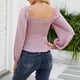 thumbnail image 5 of Mujeres moda Casual cuello cuadrado Color sólido manga larga suelta camiseta blusa Tops Fridja  bvmnju2891, 5 of 6