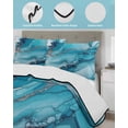 thumbnail image 4 of Turquoise Modern King Size Down Alternative Comforter, Lightweight Comforter Quilt Bedding Set with Pillow Shams Teal Grey Marble Textured All Seasons Bed Comforter Duvet Insert 96"x106", 4 of 7