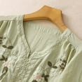 thumbnail image 4 of Vestidos Casuales Para Mujer, Blusas De Mujer De Moda Blusa de lino sintético con bordados para mujer, manga corta, cuello en V y botones, 4 of 8