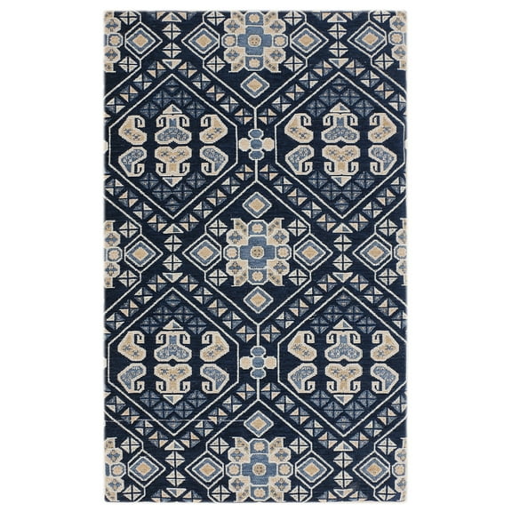 RugSmith Navy Geometric 20in. X 36in. Anti-Fatigue Kitchen Mat - 20"x36"