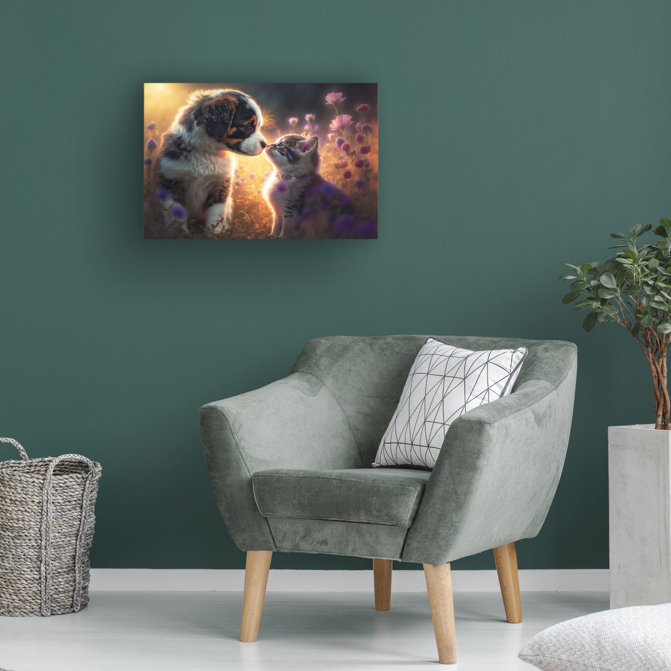 Canvas Wall Art - Ray Heere 'Cats And Dogs 1' Wall Art for Living Room, Bedroom, or Office Décor by Trademark Fine Art - 24 x 16 Inches