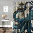 thumbnail image 2 of Orinice  Nautical Octopus Shower Curtain, Blue Teal Cool Ocean Kraken Sailboat Pirate Theme Retro Bathroom Curtain Waterproof Fabric Machine Washable with Hooks 60x72, 2 of 7