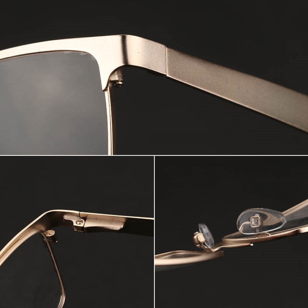 Photochromic Reading Glasses 1.25, Metal Resbyopic Glasses for Men, Square Spring Hinge Gunmetal Sunglasses Readers +1.25 UV (Photochromic Gray)