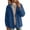 Dark Blue-400816GG, variant on Women's Lapel Collar Cropped Sherpa Jacket, Open Front Fluffy Teddy Fleece Long Sleeve Coat with Side Pockets, Casual Lightweight Outerwear for Fall Winter Daily Travel