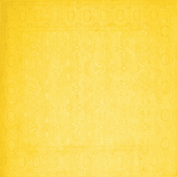 Ahgly Company Indoor Square Solid Yellow Modern Area Rugs, 4' Square