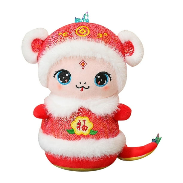 Serpiente de peluche, muñeco de peluche, serpiente de Año Nuevo, serpiente de peluche de dibujos animados Rojo