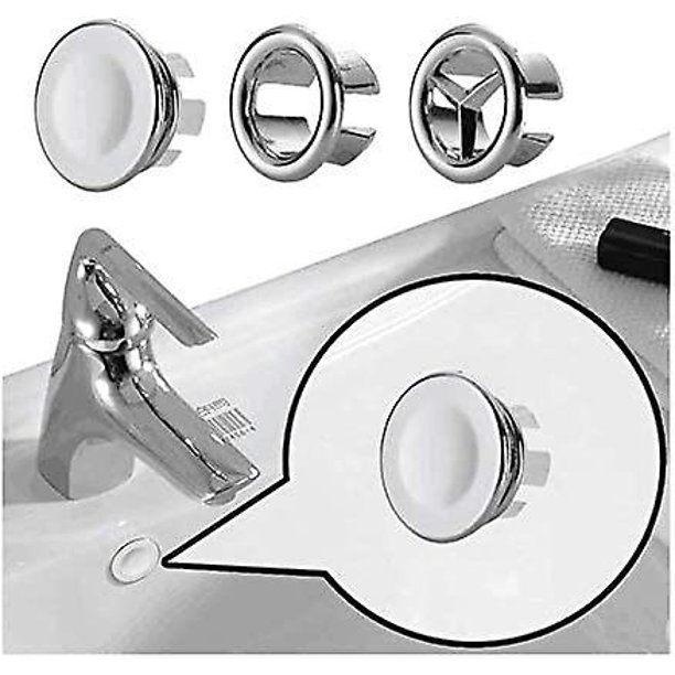 Tapón de desbordamiento para baño, cocina, tocador, lavabo, orificio para fregadero, tapa de desbordamiento redonda, repuestos de inserción ordenados para lavabo (2 uds, plateado) LingWen 9024715641922