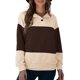 thumbnail image 1 of Mujeres Casual Tops Botón Bloque de color Manga larga Sudadera suelta Pullover Abanopi Beige/Extragrande, 1 of 7