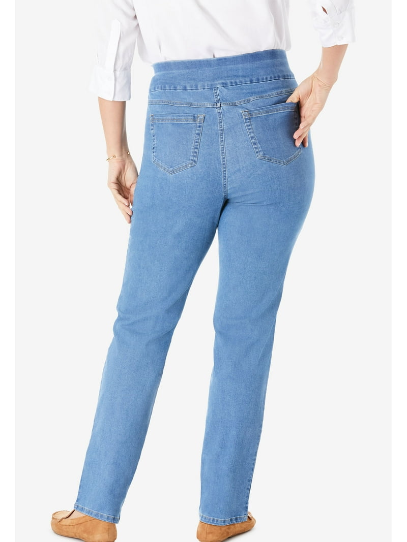 Woman Within Plus Size Petite Pull-On Straight-Leg Gap-Free