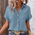 thumbnail image 7 of Mashaouyo Womens Button Down Shirts Cotton Dress Shirts Long Sleeve Blouses V Neck Solid Casual Tunics Tops with Pockets, 7 of 7