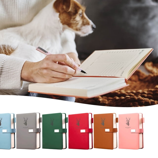 Fiudx Cuaderno de Negocios, Diario de Cuero Grueso, Marcador Incorporado para Fácil Consulta, Escritura Plana, Papel Duradero, Notas para Reuniones de Oficina, Versátil para Negocios o Uso Diario, Ta