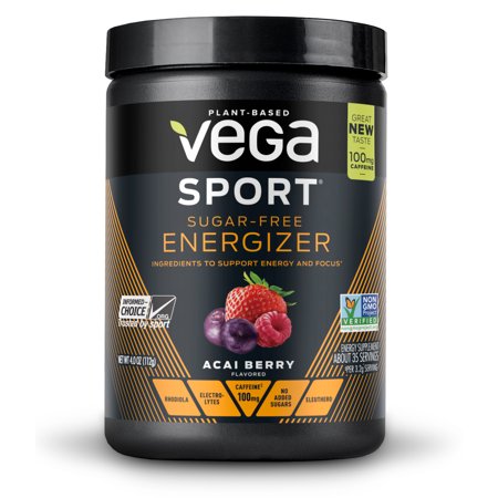 Vega Sport Pre Workout Energizer Powder, Sugar-Free Acai Berry, 4.0
